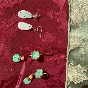 Elegant   2 Pair of  Elegant Chinese Jade Earrings